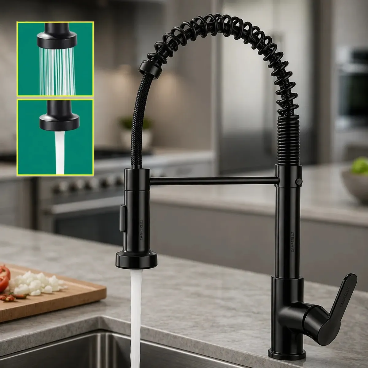 Torneira Cozinha Monocomando Gourmet Extensivel Preta Camperluz analisada em review de torneira gourmet