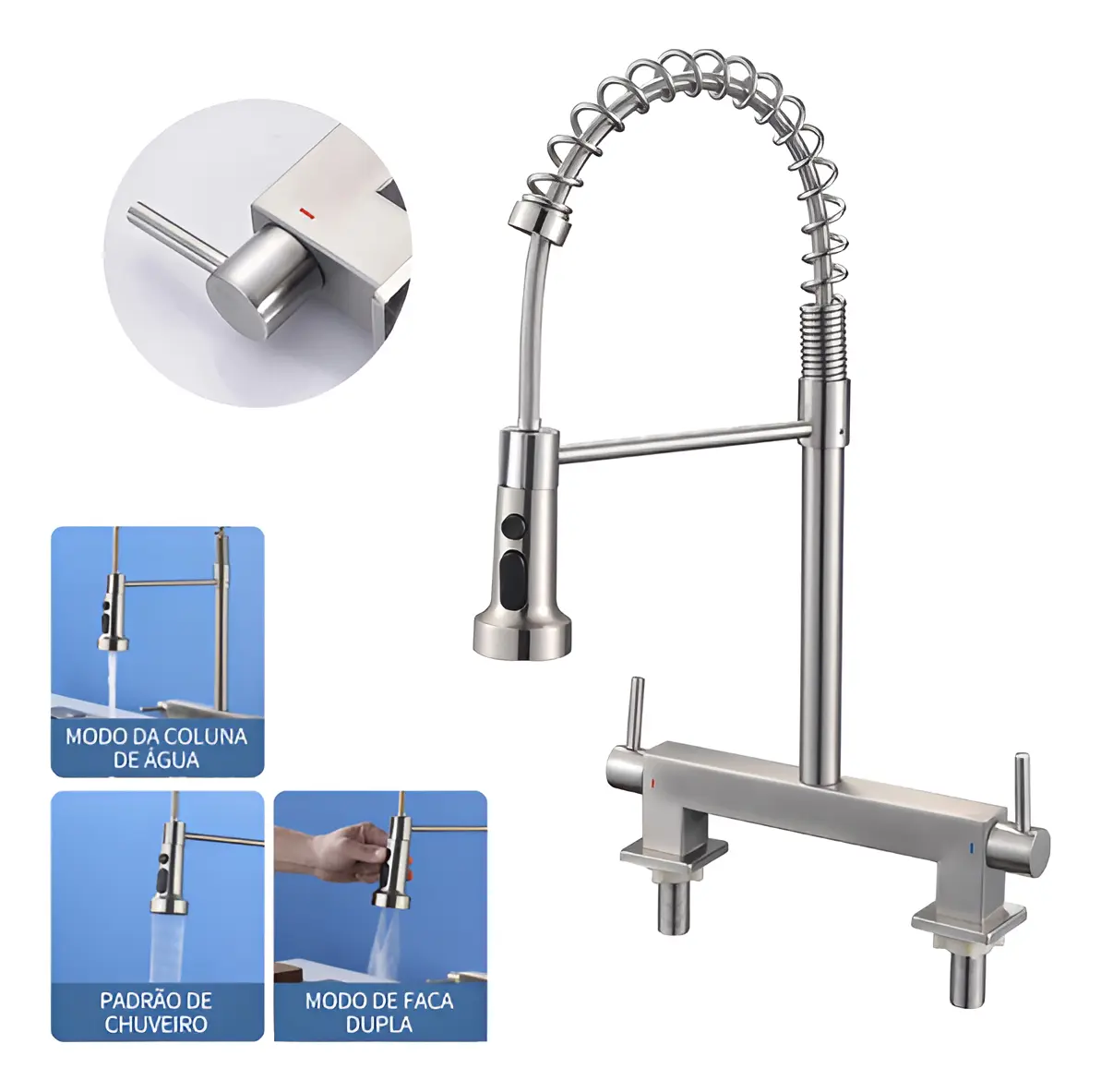 Torneira Misturador Cozinha Mesa Metal Tubo Gourmet Prateado 304 analisada em review de torneira gourmet